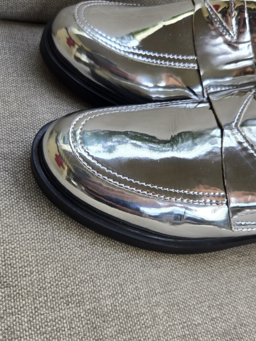 Steve Madden Silver Metallic Penny Loafers - Picture 2 of 10